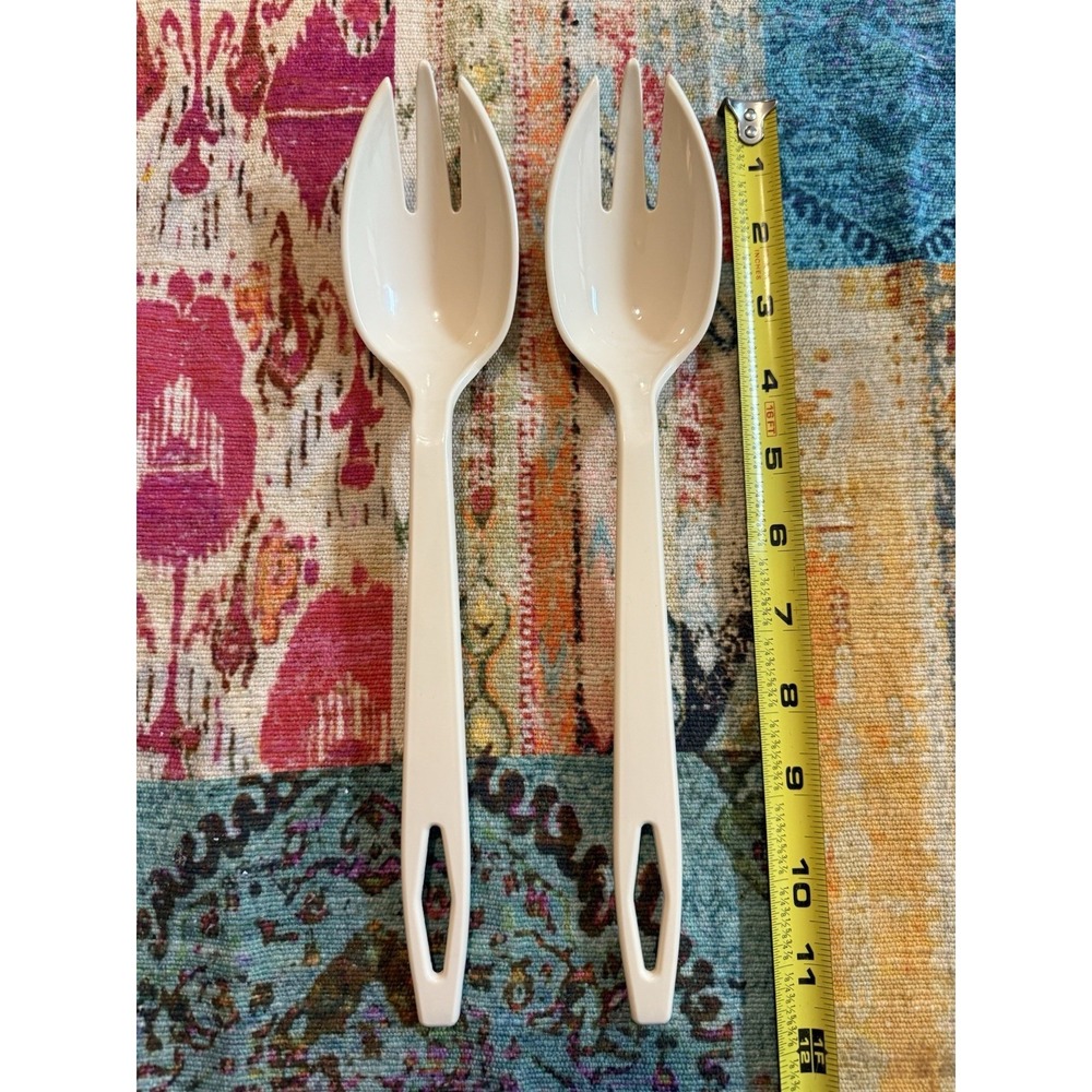 Vintage Tailor Made Products Serving Spoon Set, Beige, Set Of 2, Made In USA